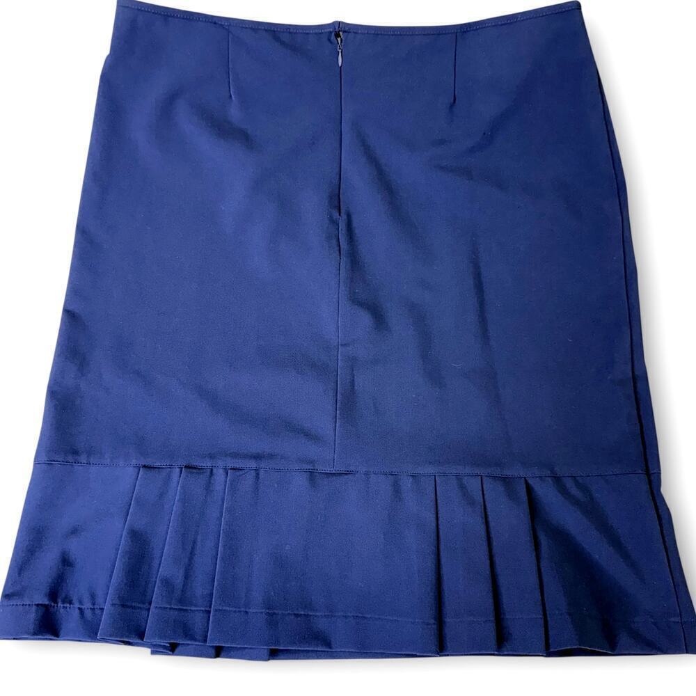 N Touch Vintage Casual Pleated Hem Pencil Skirt Back Zip Stretchy Size 14 Blue - Picture 3 of 9